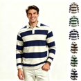 thumbnail image 1 of ClodeEU Men’s Long Sleeve Polos Casual Sweatshirts Tops, Striped Fashion Long Sleeve Pullover Tops, Big and Tall, Size S-3XL, 1 of 5