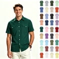 thumbnail image 1 of ClodeEU Men's Western Short Sleeve Dual Chest Flap Pocket Button Down Shirt,Big and Tall ,Size S-5XL, 1 of 4