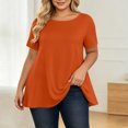 thumbnail image 1 of ClodeEU Plus Size Women's Round Neck Short Sleeve Tunic Top,Casual Loose A Line Flared Hem Solid Swing Blouse ,Women's Plus XXXL, 1 of 6