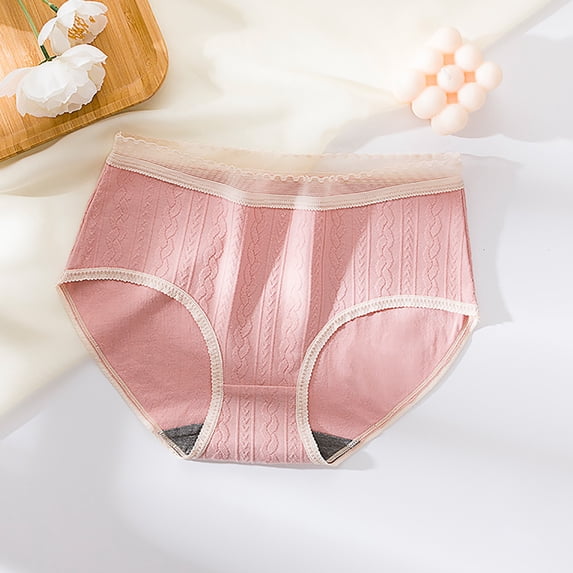 ClodeEU Seamless Mid-Waist Lace Women'S Underwear Panties (Pink XL)