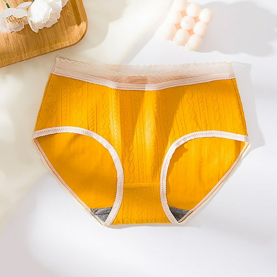 ClodeEU Seamless Mid-Waist Lace Women'S Underwear Panties (Yellow L)