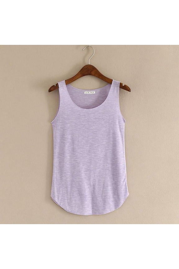 Soft Undershirt Tank Top Cotton Undershirt Sleeveless Shirts Purple ,Womens Plus