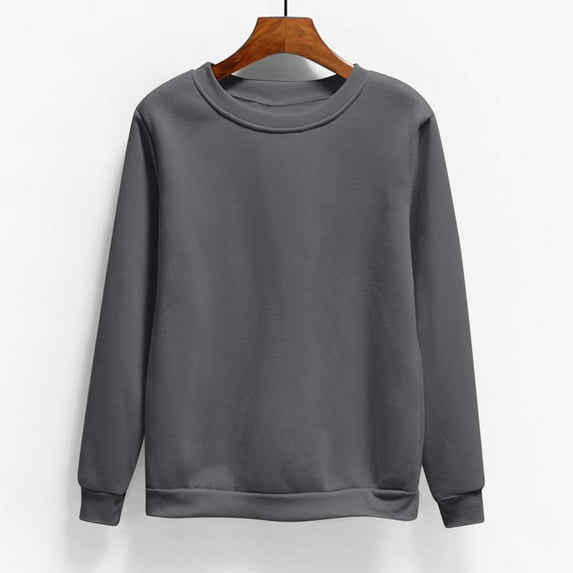 ClodeEU Solid Color Sweatshirt For Women,Long Sleeve Crewneck Loose Solid Casual Pullovers Dark Gray,Womens Plus XL