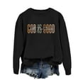 thumbnail image 1 of ClodeEU Sweatshirts for Women，Letter Print Round Neck Pullover,Casual Fashions Tops Black,Womens Plus XL, 1 of 8