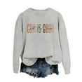 thumbnail image 1 of ClodeEU Sweatshirts for Women，Letter Print Round Neck Pullover,Casual Fashions Tops Gray,Womens Plus XL, 1 of 7
