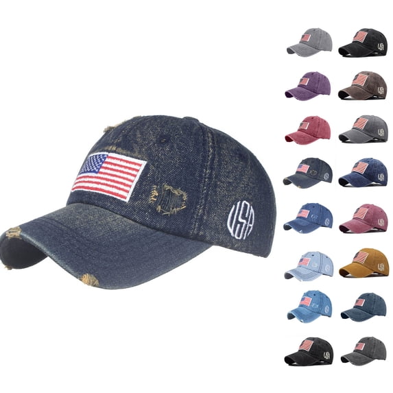ClodeEU USA American Flag Embroidered Adjustable Baseball Cap, Men's Cotton Trends Baseball Dad Baseball Cap