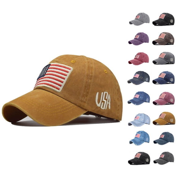 ClodeEU USA American Flag Embroidered Adjustable Baseball Cap, USA Letter Embroidery Trends Baseball Cap