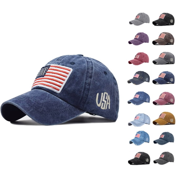 ClodeEU USA American Flag Embroidered Adjustable Baseball Cap, USA Letter Embroidery Trends Baseball Cap