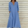 thumbnail image 1 of ClodeEU V Neck Dress For Women ,3/4 Sleeve Maxi Dress,Loose Long Maxi Dress Blue,Womens Plus XXL, 1 of 4