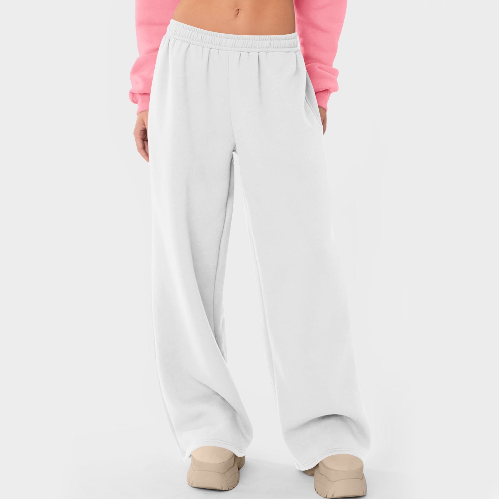 ClodeEU Wide Leg Sweatpants for Women,Low Rise Elastic Waistband