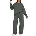 thumbnail image 1 of ClodeEU Women 2 Piece Tracksuit Matching Outfit ,Crew Neck Long Sleeve Sweatshirt and Drawstring Wide Leg Pants Dark Gray,Women's Plus M, 1 of 7