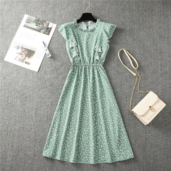 ClodeEU Women Casual V-Neck Short Sleeve Summer Print Knee-Length Dress for Beach