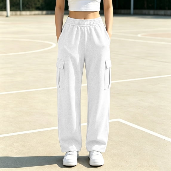 ClodeEU Women Elastic Waist Drawstring Sweatpant with Pocket ,Casual Loose Streetwear Pants ,Women's Plus XXL