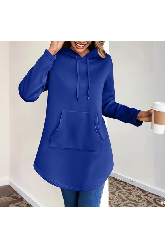 Women Hoodies Dress, Hooded Sweatshirts Dress ,Casual Long Sleeve Tunic Dress ,Oversized Sweatshirts with Pocket Blue,Womens Plus XXL