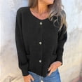 thumbnail image 1 of ClodeEU Women Long Sleeve Crew Neck Knit Sweater ,Button Down Cardigan Sweaters,Lightweight Open Front Top With Pockets Black,Womens Plus L, 1 of 6
