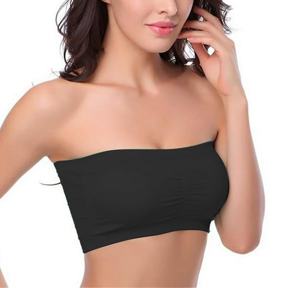 ClodeEU Women'S One-Piece Bra Everyday Underwear Strapless Polishing Bra Bandeau (Black XXL)