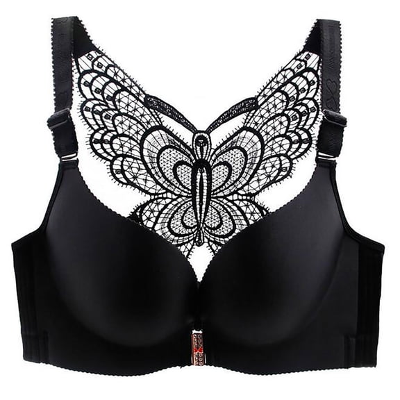 ClodeEU Women'S Solid Bra Wire Free Underwear Front Closure Butterfly Backless Bra