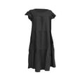 thumbnail image 1 of ClodeEU Women'S Summer Fashion Casual Round Neck Solid Ruffle Loose Dress Black 12(XXL), 1 of 6
