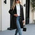 thumbnail image 1 of ClodeEU Women Single Breasted A Lined Winter Coat, Mid Long Wool Coat,Fashion Outerwear Trench Coat Black,Womens Plus XL, 1 of 8