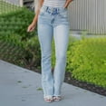 thumbnail image 1 of ClodeEU Women Stretchy Tight Jeans， Mid-High Waist Buttoned Jeans Light Blue,Womens Plus M, 1 of 7