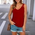 thumbnail image 1 of ClodeEU Women Summer Deep V Neck Tank Top ,Loose Fit Basic Sleeveless Shirt Red,Womens Plus S, 1 of 8