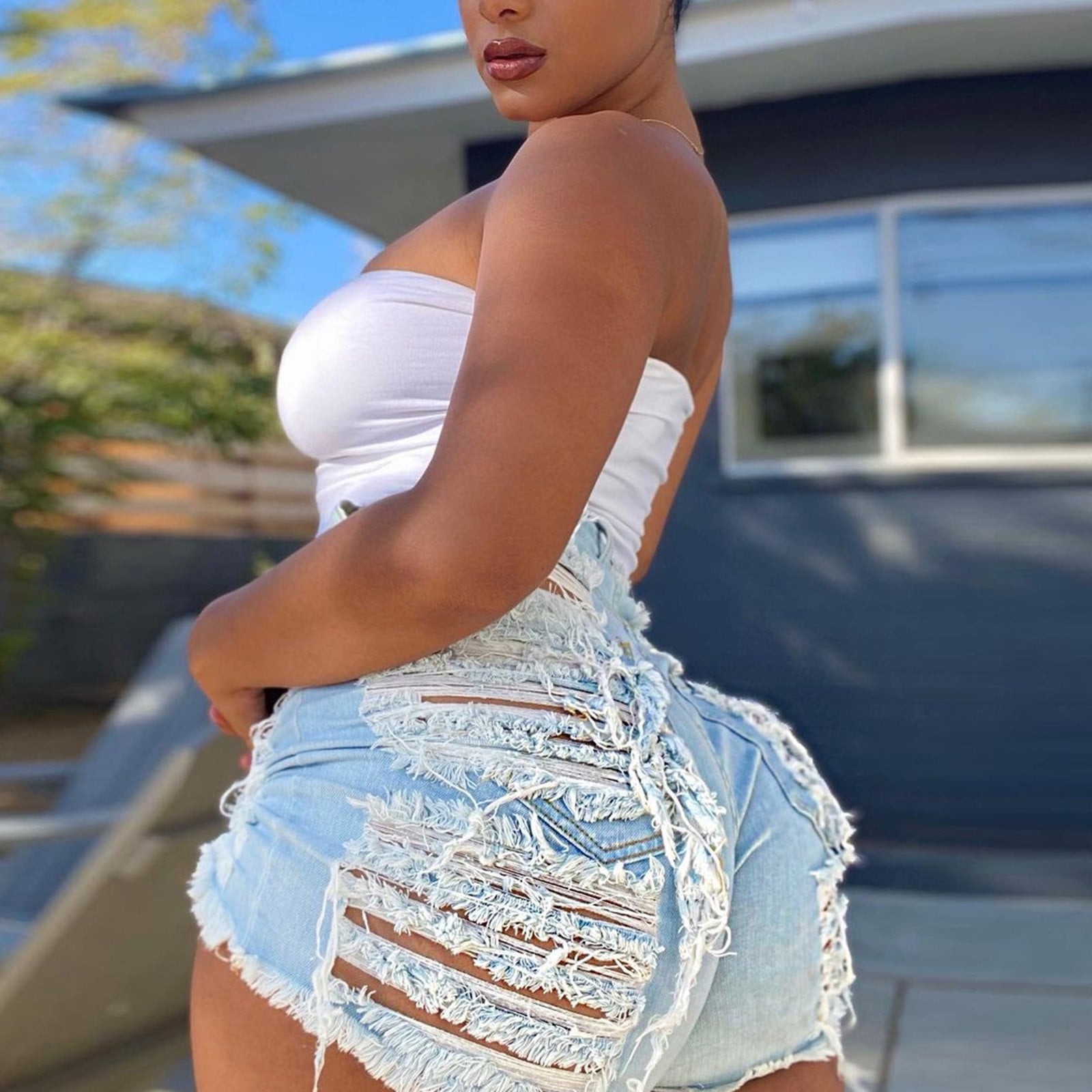 Ripped denim shop booty shorts
