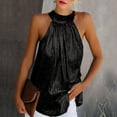 thumbnail image 1 of ClodeEU Women Summer Solid Sequined Sleeveless Casual Halter Top Tank Shirt Vest Black 6(M), 1 of 5