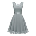 thumbnail image 1 of ClodeEU Women Vintage Princess Floral Lace Cocktail O-Neck Party Bridesmaid Dress Gray 6(M), 1 of 6