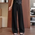 thumbnail image 1 of ClodeEU Women Wide Leg Pants，High Waisted Straight Leg Pants ,Casual Button Down Trousers Black,Womens Plus S, 1 of 5