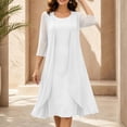 thumbnail image 1 of ClodeEU Women's 2 Piece Outfit ,Long Chiffon Cardigan and Sleeveless Crewneck Dress Set,Casual Summer Flowy Dress White,Women's Plus XL, 1 of 8