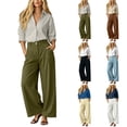 thumbnail image 1 of ClodeEU Women's 2 Piece Outfits ,Long Sleeve Button Down Shirt and High Waist Pleated Wide Leg Pants Set, Solid Color Casual Matching Set ,Women's Plus M, 1 of 7