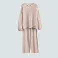 thumbnail image 1 of ClodeEU Women's 2 Piece Outfits,Long Sleeve Sweater Set Knit Pullover Tops With Wide Leg Pants,Loose Lounge Sets Beige,Womens Plus Free Size, 1 of 4