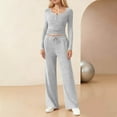 thumbnail image 1 of ClodeEU Women's 2 Piece Scoop Neck Lounge Set ,Wide Leg Pants Slightly Slim Sweatsuit Sets With Pockets Gray,Womens Plus XXL, 1 of 6
