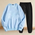 thumbnail image 1 of ClodeEU Women's 2 Piece Sportswear Set ,Round Neck Long Sleeve Sweatshirts and Cuffed Joggers Set Light Blue,Womens Plus XL, 1 of 5