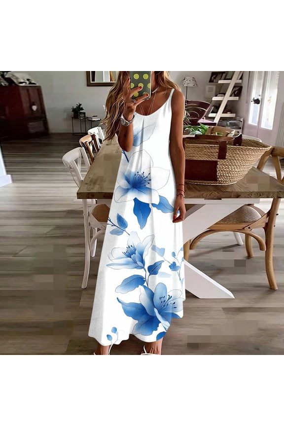 U Women's Backless Spaghetti Strap Tiered Maxi Dress, Layered Long Dress with Flared Hem Multicolor09,Womens Plus XL