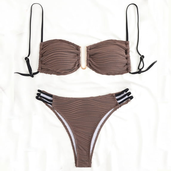 ClodeEU Women's Bikini Set ,Comfortable Two Piece Swimsuits Coffee,Womens Plus L