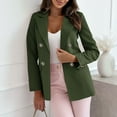 thumbnail image 1 of ClodeEU Women's Blazer Jacket, Long Sleeve Notched Lapel Double Breasted Suit Jacket,Trendy Office Wear Army Green,Womens Plus M, 1 of 8