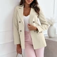 thumbnail image 1 of ClodeEU Women's Blazer Jacket, Long Sleeve Notched Lapel Double Breasted Suit Jacket,Trendy Office Wear Khaki,Womens Plus M, 1 of 8