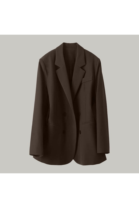 Women's Blazers Jackets,Notch Lapel Open Front Work Office Jackets,Loose Suit Jackets Coffee,Womens Plus XXL