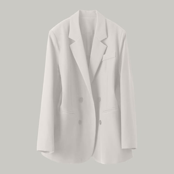 ClodeEU Women's Blazers Jackets,Notch Lapel Open Front Work Office Jackets,Loose Suit Jackets White,Womens Plus S