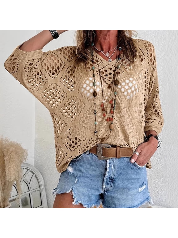 Women's Boho Floral Print Bell Sleeve Blouse,Loose Fit Shirt with Keyhole Beige,Women's Plus XXXL
