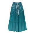 thumbnail image 1 of ClodeEU Women's Boho Maxi Skirt,Lightweight Summer Elastic Waist Flowy Long Tiered Plus Size Skirt Mint Green,Womens Plus XL, 1 of 5
