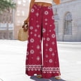thumbnail image 1 of ClodeEU Women's Boho Print Wide Leg Palazzo Pants,Elastic High Waist Flowy Casual Trousers ,Women's Plus XL, 1 of 5