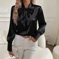 thumbnail image 1 of ClodeEU Women's Bow Tie Neck Blouse,Long Sleeve Work Shirt For Business,Professional Dressy Casual Tops Black,Womens Plus L, 1 of 3