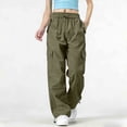 thumbnail image 1 of ClodeEU Women's Breathable Cargo Pants with Drawstring Waist , Solid Color Casual Outdoor Hiking Pants with Pockets Army Green,Womens Plus XXL, 1 of 6