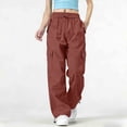 thumbnail image 1 of ClodeEU Women's Breathable Cargo Pants with Drawstring Waist , Solid Color Casual Outdoor Hiking Pants with Pockets Wine,Womens Plus XXL, 1 of 6