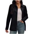 thumbnail image 1 of ClodeEU Women's Business Formal Long Sleeve Shirt,Striped Spring Fall Blouse Black,Womens Plus M, 1 of 8