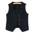 thumbnail image 1 of ClodeEU Women's Button Front Denim Vest,Sleeveless V Neck Casual Loose Jacket with Pockets Black,Womens Plus XXXXL, 1 of 4