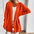 thumbnail image 1 of ClodeEU Women's Cardigan Sweaters ,Long Sleeve Knit Open Front Jacket,Lightweight Sweater With Pockets Orange,Womens Plus L, 1 of 6