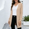 thumbnail image 1 of ClodeEU Women's Casual Long Cardigan Sweaters ,Lightweight Long Sleeve Soft Open Front With Pockets Khaki,Womens Plus L, 1 of 6